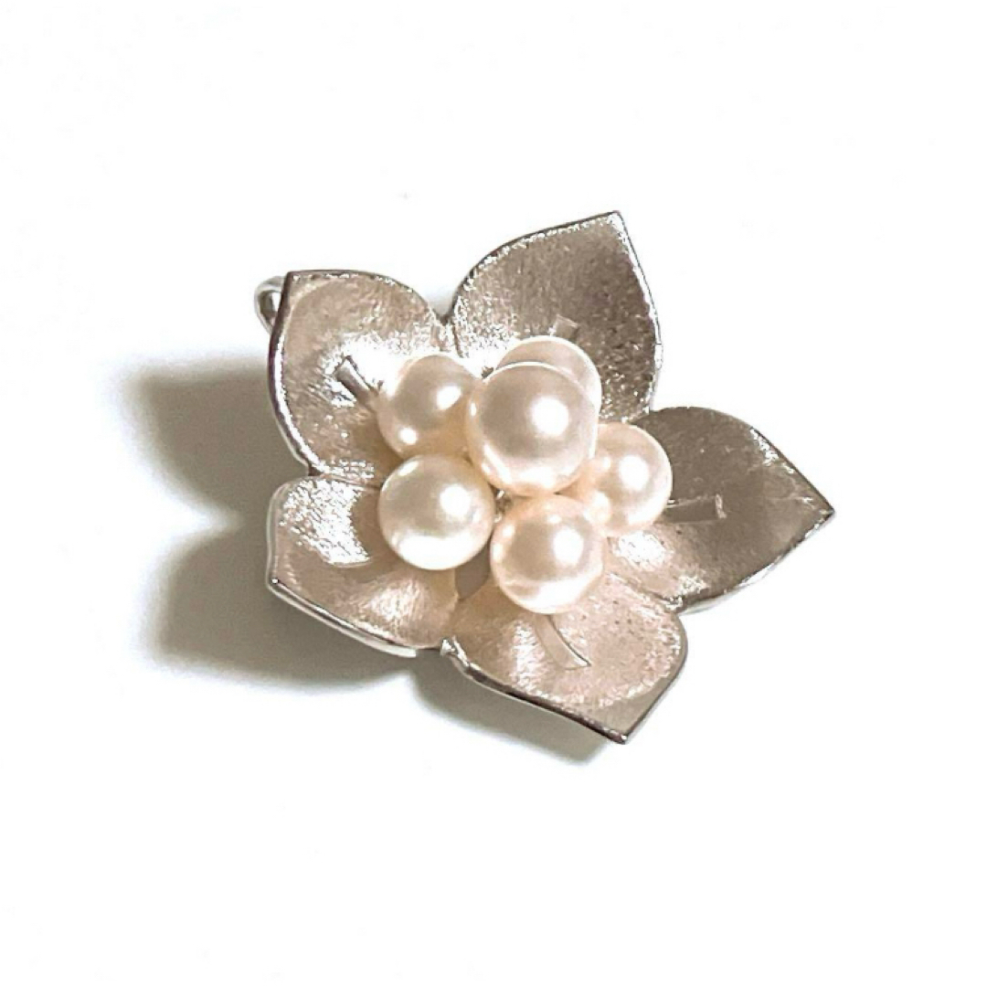 ミキモト パール フラワー 花 桜 トップ ブローチ シルバー 6粒 6P ミキモト パール フラワー 花 桜 トップ ブローチ シルバー 6粒 6P