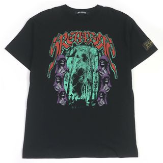 ラフシモンズ(RAF SIMONS)の極美品□RAF SIMONS ラフシモンズ 22SS Big Fit Sreapers コットン100％ クルーネック プリントデザイン 半袖Ｔシャツ ブラック XS 正規品 メンズ(Tシャツ/カットソー(半袖/袖なし))