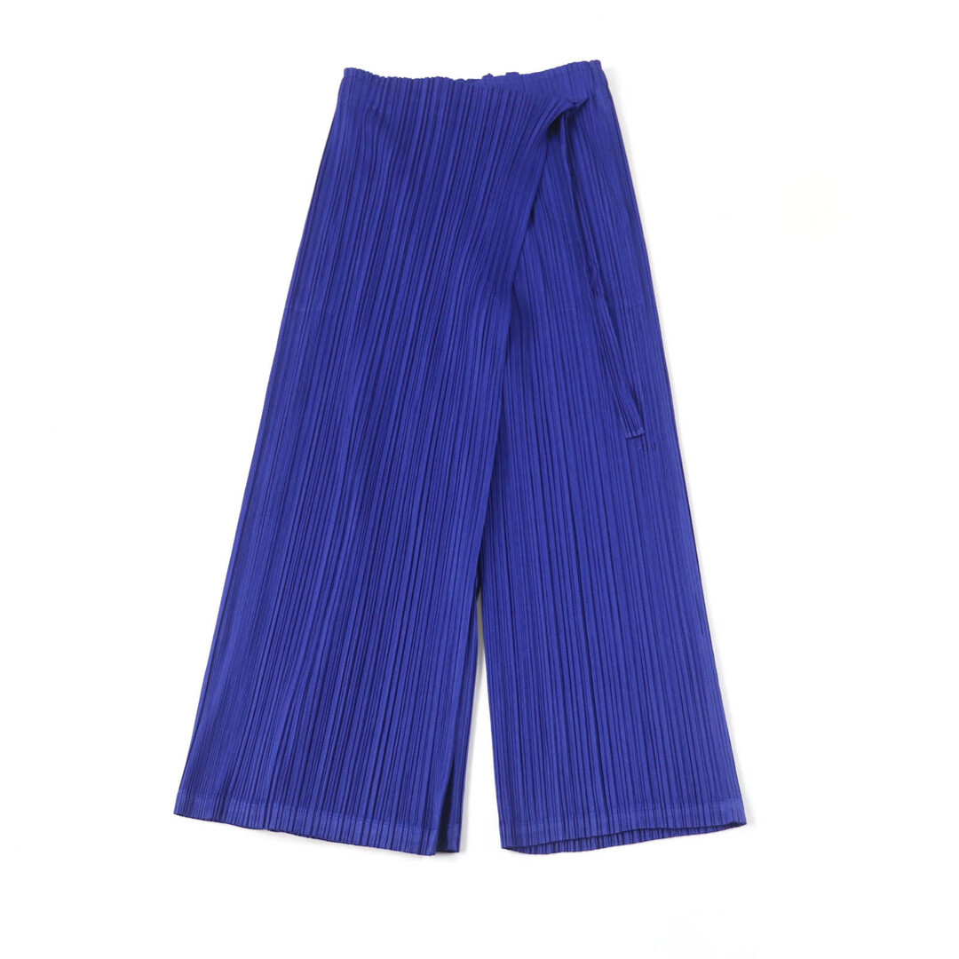 極美品★PLEATS PLEASE プリーツプリーズ イッセイミヤケ 21SS PP11-JF184 レイヤード プリーツ ワイドパンツ ブルー 2 日本製 正規品 レディース