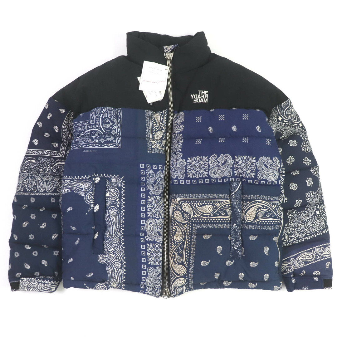 未使用品□READYMADE レディメイド RE-CO-NV-00-00-108 BANDANA DOWN JACKET USED加工 ダウンジャケット ネイビー 2 日本製 正規品 メンズ