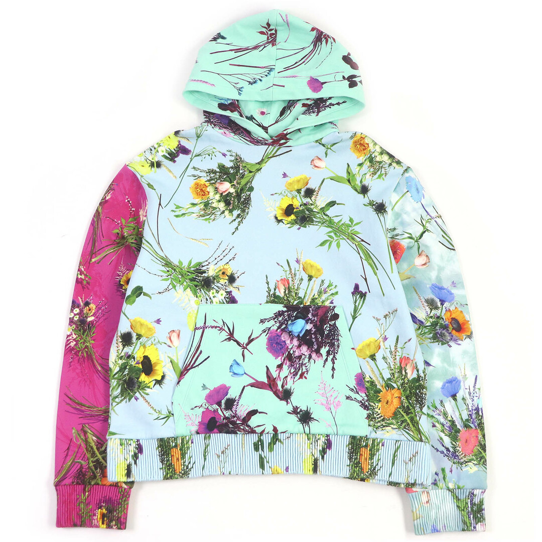 LOUIS VUITTON - 極美品□LOUIS VUITTON ルイヴィトン 20SS コットン100% インサイドアウト 裏起毛 プリンテッド フラワー フーディー プルオーバーパーカー ブルー系 S イタリア製 正規品 メンズ