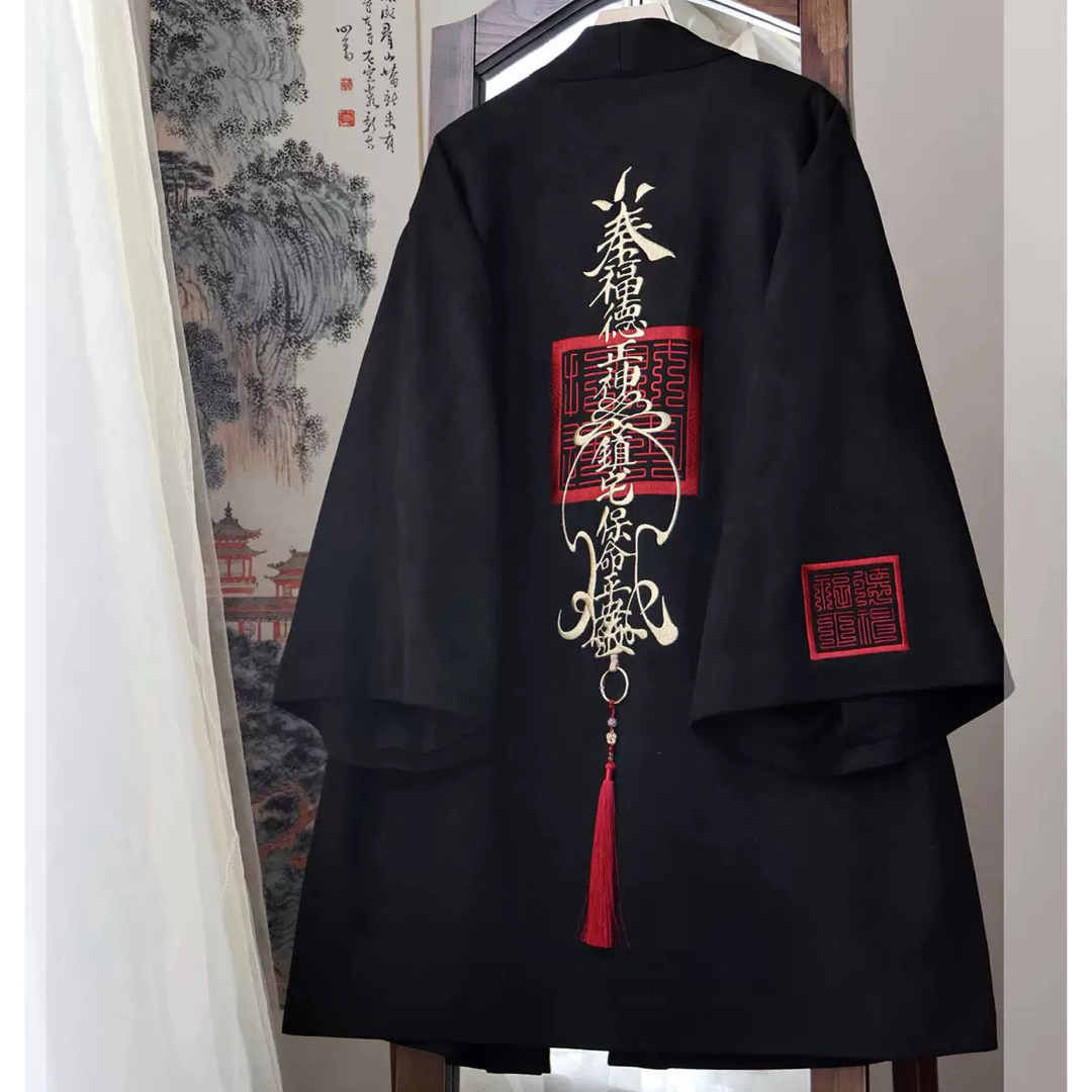 風林火山 刺繍對襟褙子 赤黒金色アウター 侘び寂び 新中式 羽織 着物 風林火山 刺繍對襟褙子 赤黒金色アウター 侘び寂び 新中式 羽織 着物