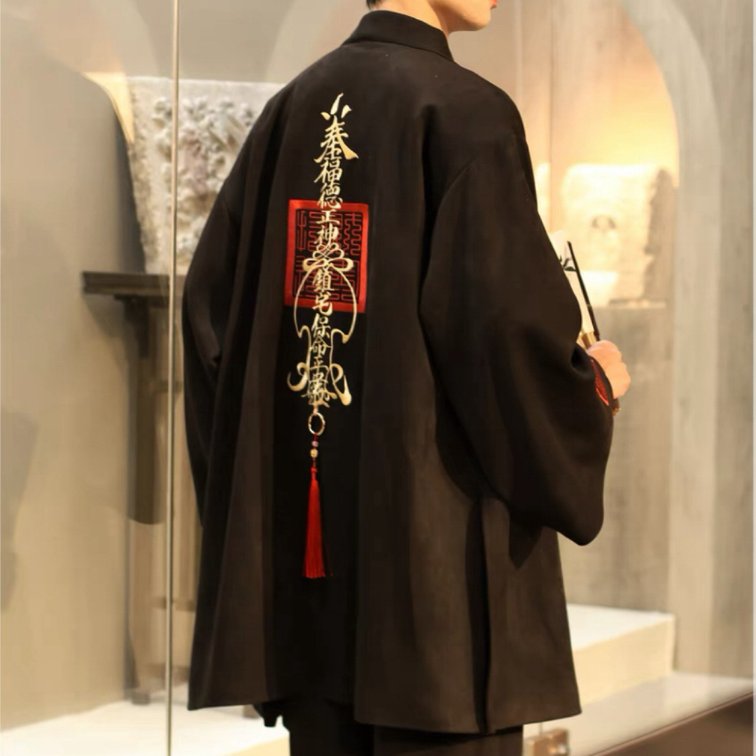 OZZON - 風林火山 刺繍對襟褙子 赤黒金色アウター 侘び寂び 新 OZZON - 風林火山 刺繍對襟褙子 赤黒金色アウター 侘び寂び 新