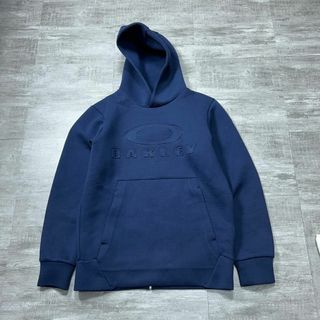 オークリー(Oakley)のOAKLEY オークリー ネイビー エンボス加工 ロゴ パーカー フーディー L(パーカー)