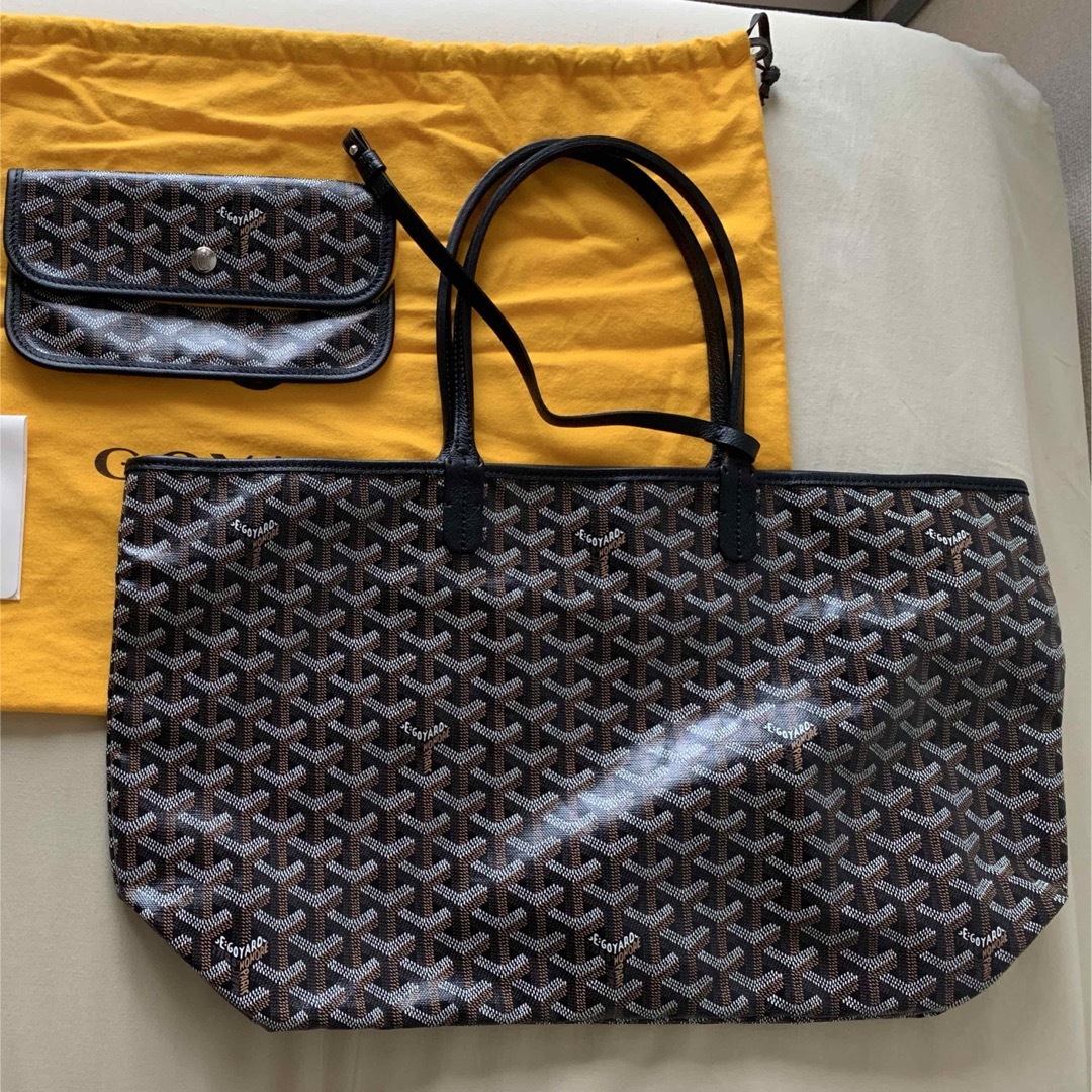 GOYARD - 正規品ゴヤール サンルイpm ブラック トートバッグの GOYARD - 正規品ゴヤール サンルイpm ブラック トートバッグの