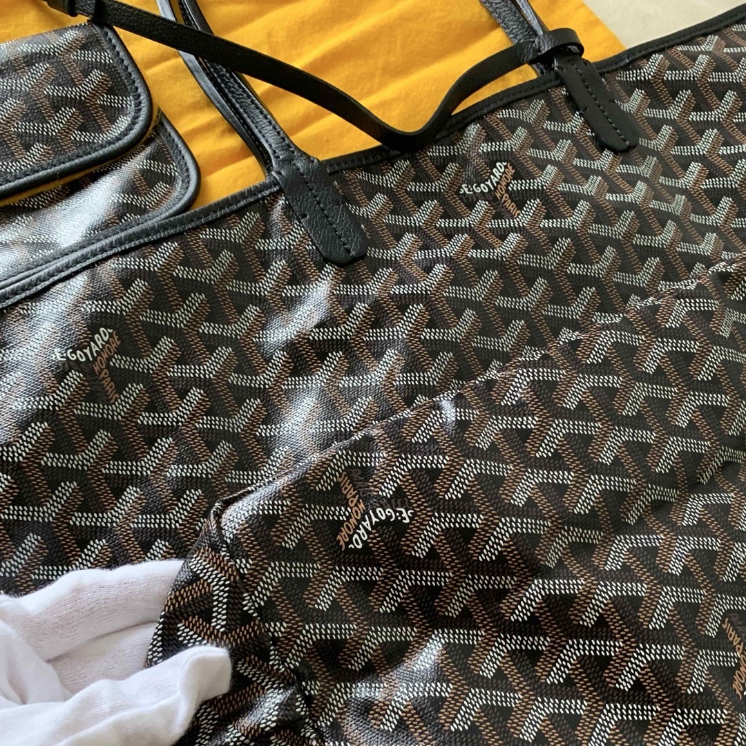 GOYARD - 正規品ゴヤール サンルイpm ブラック トートバッグの GOYARD - 正規品ゴヤール サンルイpm ブラック トートバッグの