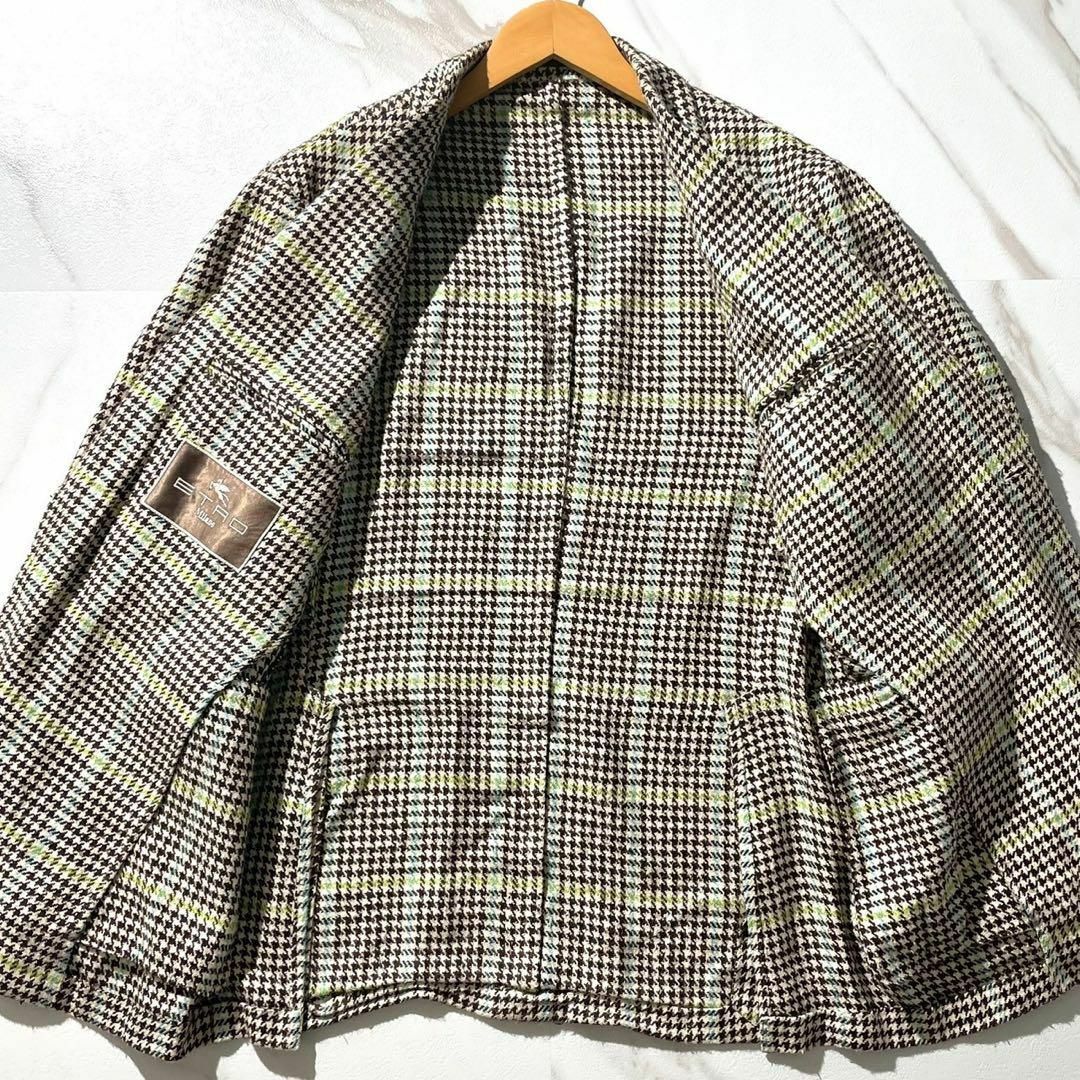 美品✨ ETRO テーラードジャケット リネン×シルク 千鳥格子 美品✨ ETRO テーラードジャケット リネン×シルク 千鳥格子