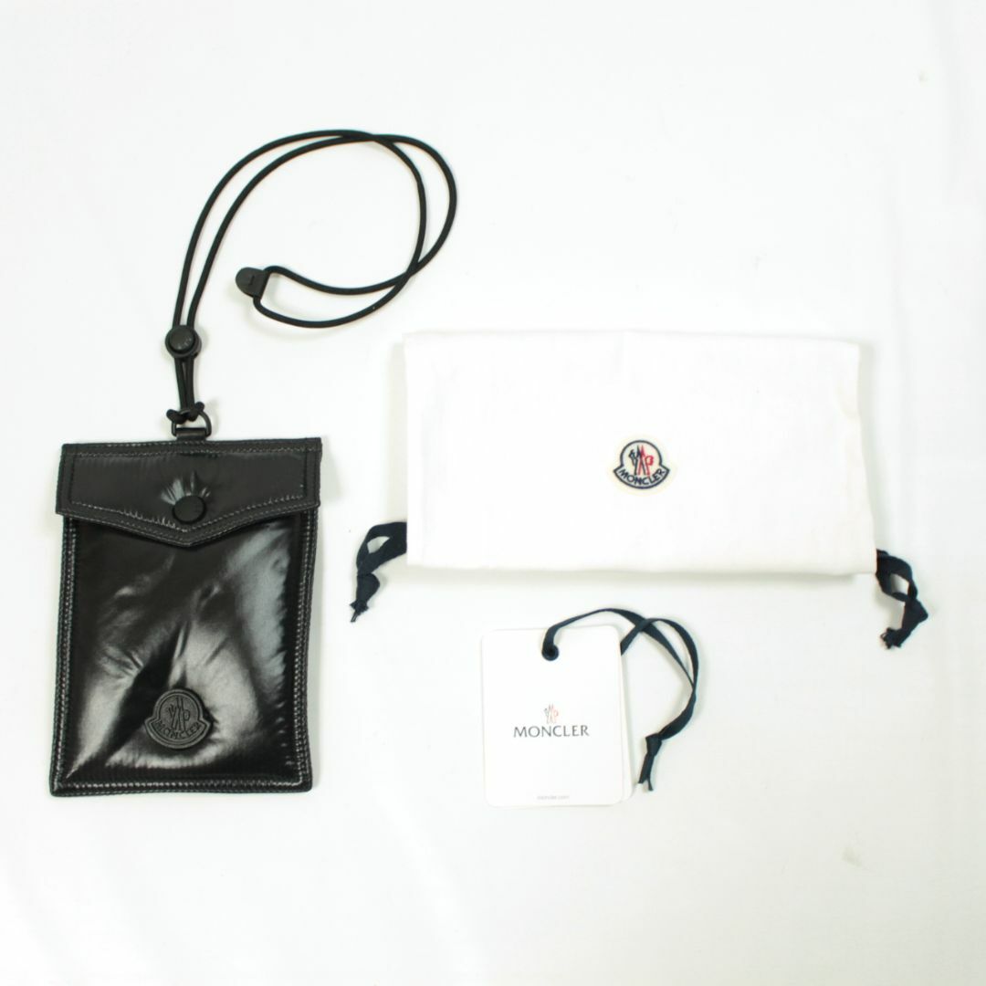 モンクレール MONCLER ネックポーチ スマホショルダー ブラック 美品 MONCLER モンクレール バッグ ポーチ スマートフォンケース ロゴ