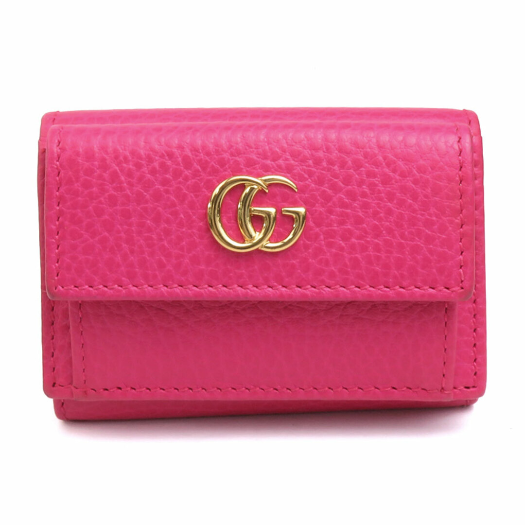 GUCCI - グッチ GUCCI 三つ折り財布 GGマーモント レザー ピンク GUCCI - グッチ GUCCI 三つ折り財布 GGマーモント レザー ピンク