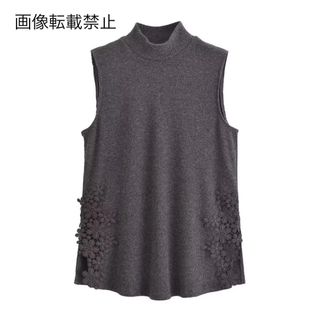 🔔12月新作🍷16065◆レース ノースリーブニット セーター(ニット/セーター)