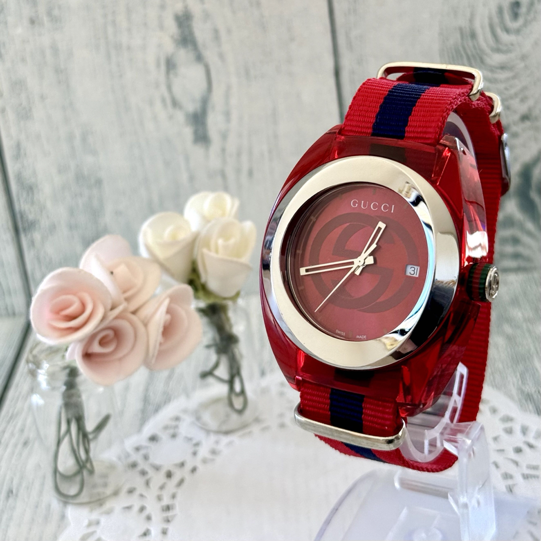 【.希少】GUCCI グッチ 腕時計 137.1 SYNC シンク レッド