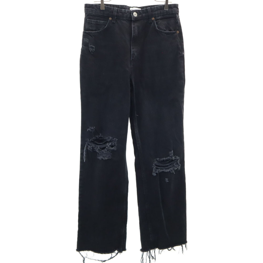 ZARA - ザラ クラッシュ加工 デニムパンツ 42 ブラック ZARA ZARA - ザラ クラッシュ加工 デニムパンツ 42 ブラック ZARA