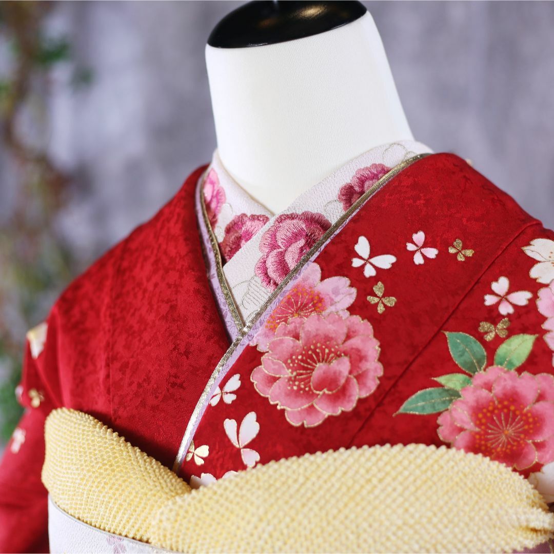 振袖フルセット 振袖セット 振袖 S~Mサイズ 赤×新古典 美品 振袖フルセット 振袖セット 振袖 S~Mサイズ 赤×新古典 美品