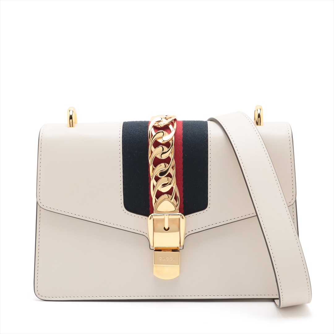 GUCCI - グッチ シルヴィ レザー  アイボリー レディース ショルダーバッグ