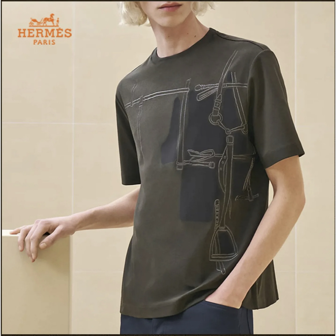 新品未使用】HERMES カーキ Sサイズ Tシャツ アルネ・アン 新品未使用】HERMES カーキ Sサイズ Tシャツ アルネ・アン