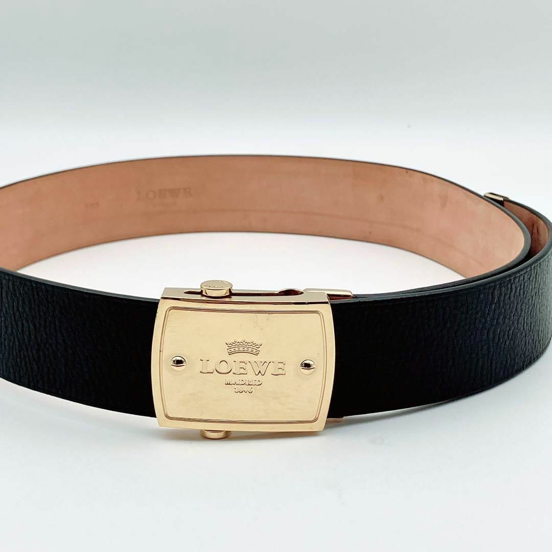 美品】LOEWE ロエベ ベルト ゴールド バックル ブラック 美品】LOEWE ロエベ ベルト ゴールド バックル ブラック