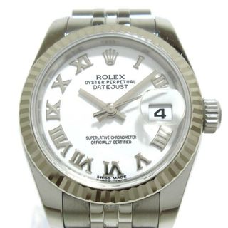 ロレックス(ROLEX)のROLEX(ロレックス) 腕時計美品  デイトジャスト 179174 レディース K18WG×SS/18コマ+余り3コマ/ランダムルーレット文字盤/ローマンインデックス/ジュビリーブレス/2015 白(腕時計)
