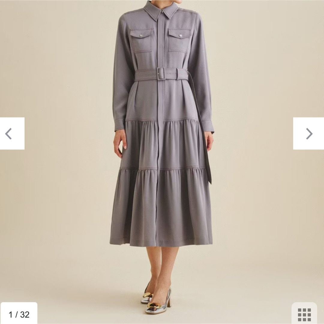 GRACECONTINENTAL バイカラー ステッチ ワンピース 36 グレー GRACECONTINENTAL バイカラー ステッチ ワンピース 36 グレー
