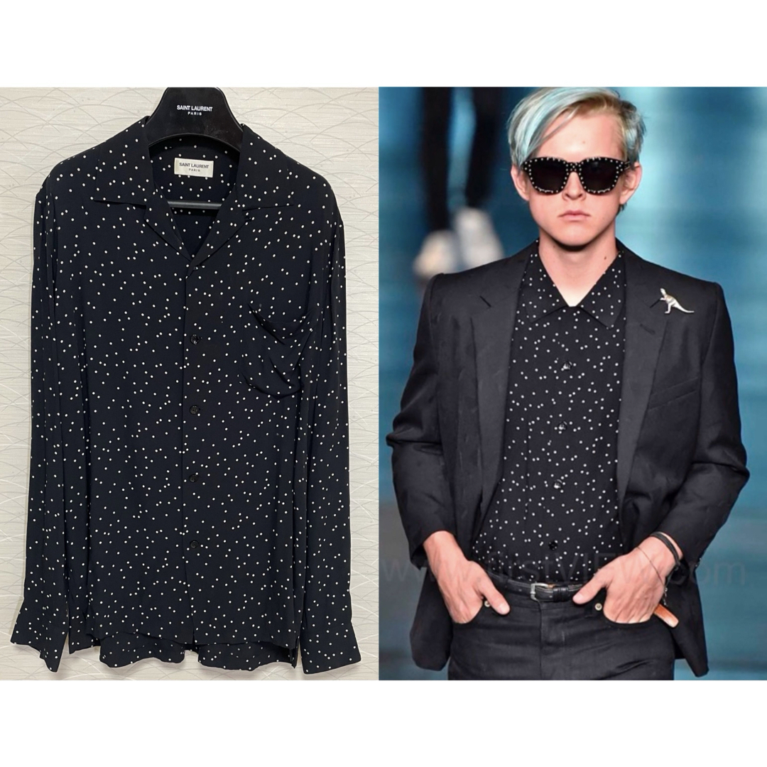 16SS サンローランパリ オープンカラー ドットシャツ Sサイズ 16SS サンローランパリ オープンカラー ドットシャツ Sサイズ