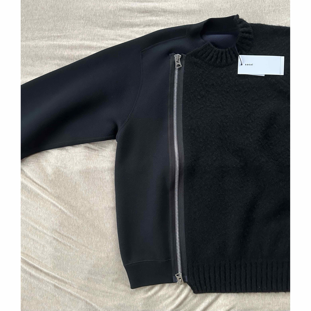 sacai - 24AW新品 sacai ジップ スウェット ドッキング ニット sacai - 24AW新品 sacai ジップ スウェット ドッキング ニット