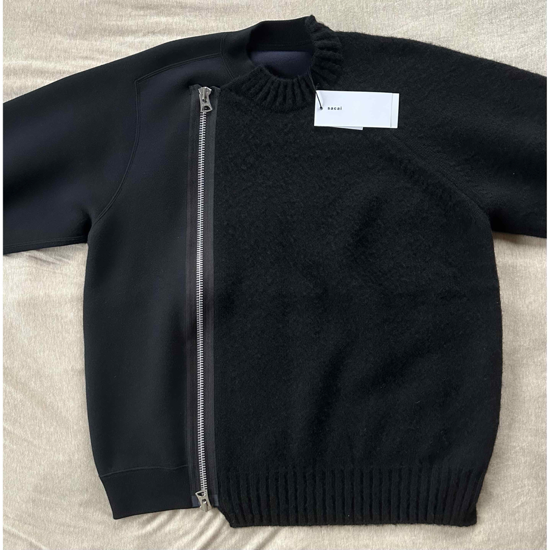 sacai - 24AW新品 sacai ジップ スウェット ドッキング ニット sacai - 24AW新品 sacai ジップ スウェット ドッキング ニット
