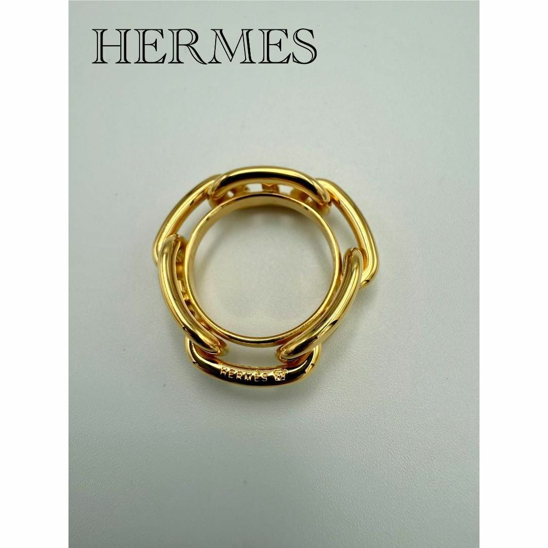HERMES ルカデ シェーヌダンクル スカーフリング ゴールド HERMES ルカデ シェーヌダンクル スカーフリング ゴールド