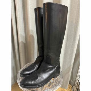 ダイアナ(DIANA)の【美品】DIANA 黒 レザー フラット　ロングブーツ 23.5cm(ブーツ)