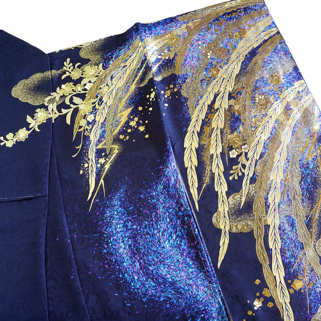 振袖 プレミアムゴールド 関芳 鳳凰 未仕立て 仮絵羽 青 金 振袖 プレミアムゴールド 関芳 鳳凰 未仕立て 仮絵羽 青 金