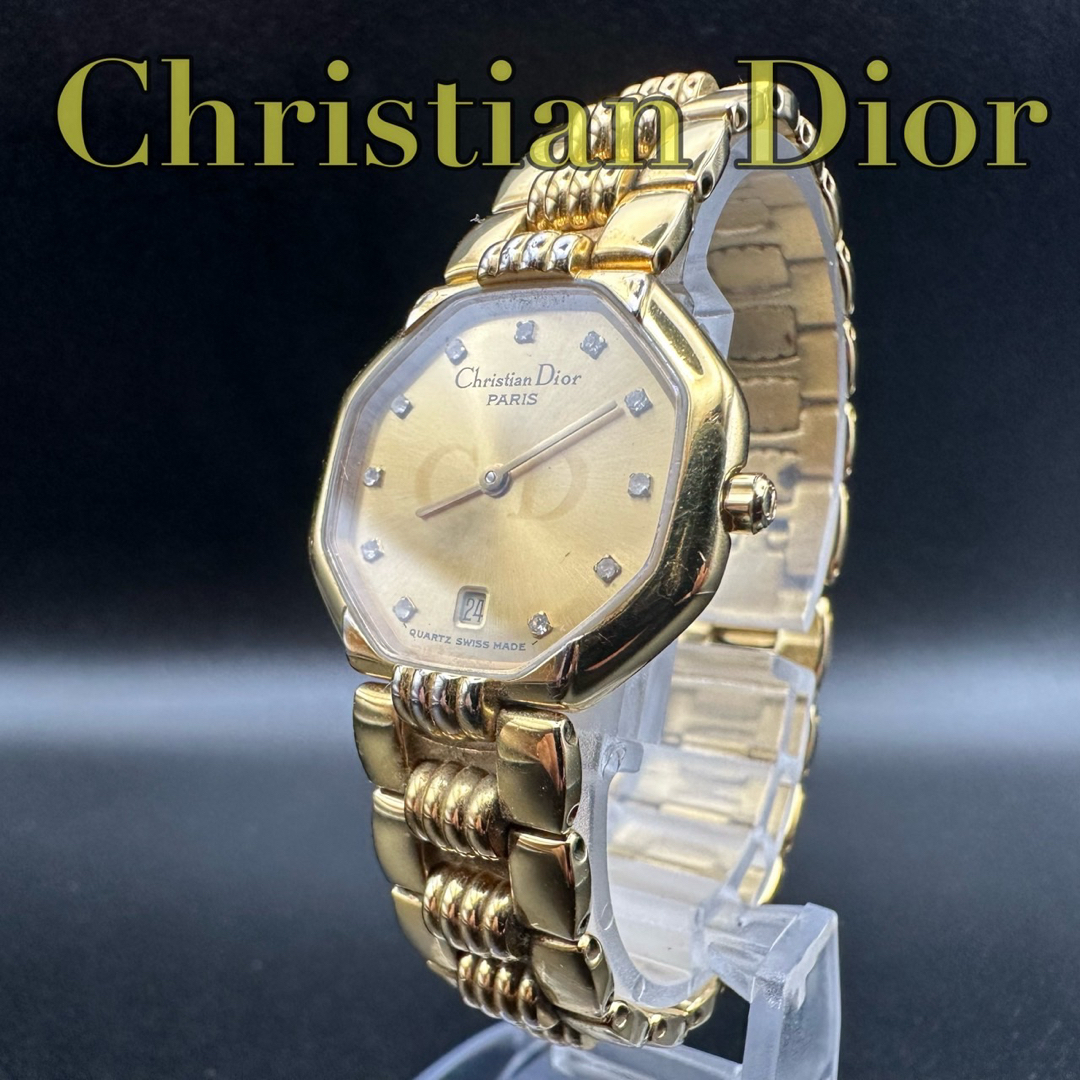 電池交換済み✨ Dior 時計 CD ロゴ オクタゴン 11P ゴールド 428 電池交換済み✨ Dior 時計 CD ロゴ オクタゴン 11P ゴールド 428