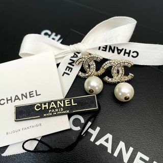 美品】シャネル ピアス ココマーク シルバー色 ぶら下がり 箱