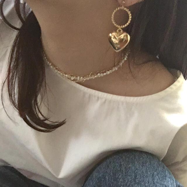 Gold Heart pierce ハンドメイドのアクセサリー(ピアス)の商品写真