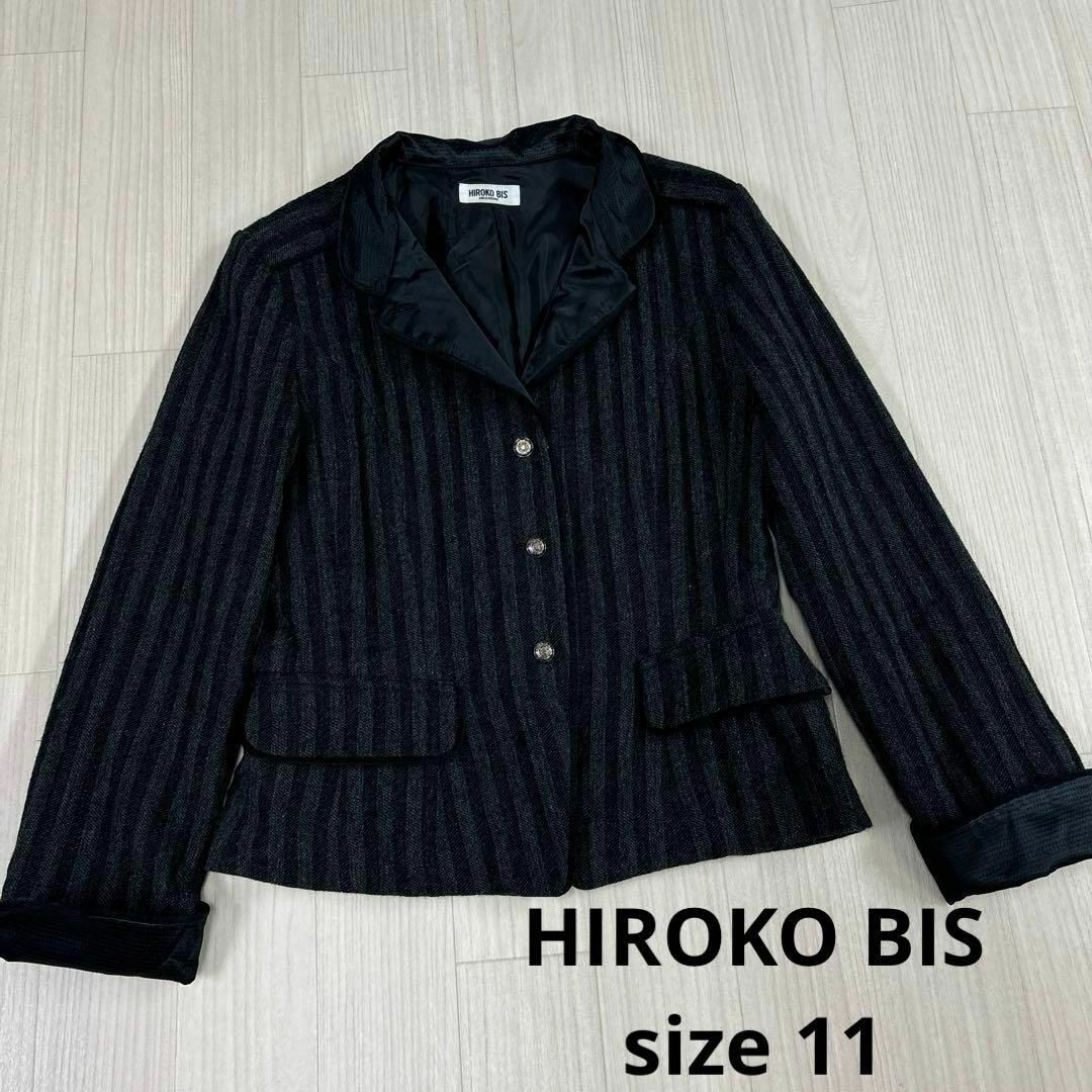HIROKO BIS テーラードジャケット ストライプ ウール 11 ショート丈 HIROKO BIS テーラードジャケット ストライプ ウール 11 ショート丈