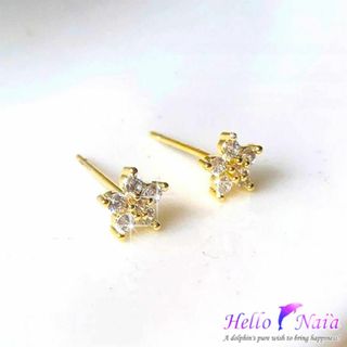 s925  極小フラワーピアス アレルギー対応 ゴールド【105021】(ピアス)