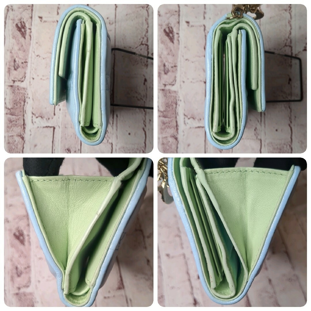 限定色/極美品】ディオール 三つ折りミニ財布 ロータス 限定色/極美品】ディオール 三つ折りミニ財布 ロータス