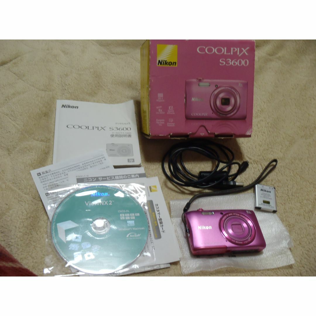 Nikon - ☆箱付き☆Nikon COOLPIX S3600☆ピンク☆コンデジの Nikon - ☆箱付き☆Nikon COOLPIX S3600☆ピンク☆コンデジの