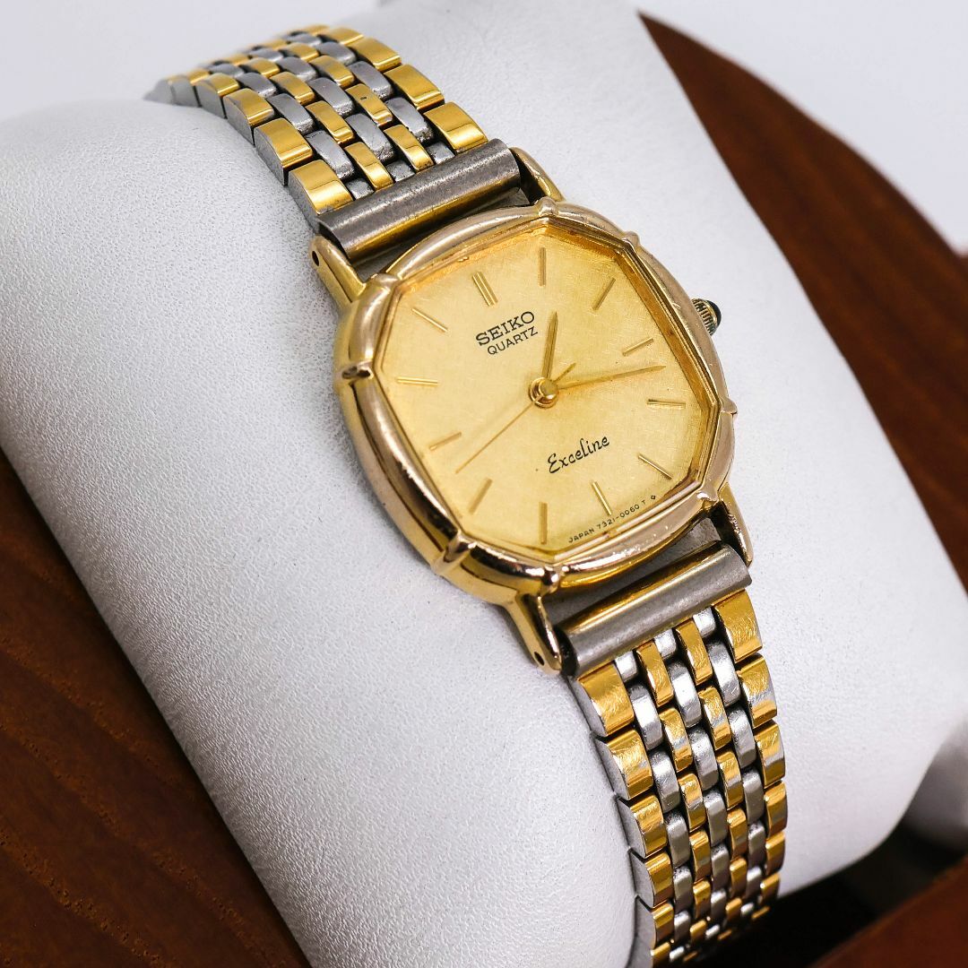 稼働 SEIKO EXCELINE 腕時計 10K金無垢/SSケース 347 稼働 SEIKO EXCELINE 腕時計 10K金無垢/SSケース 347