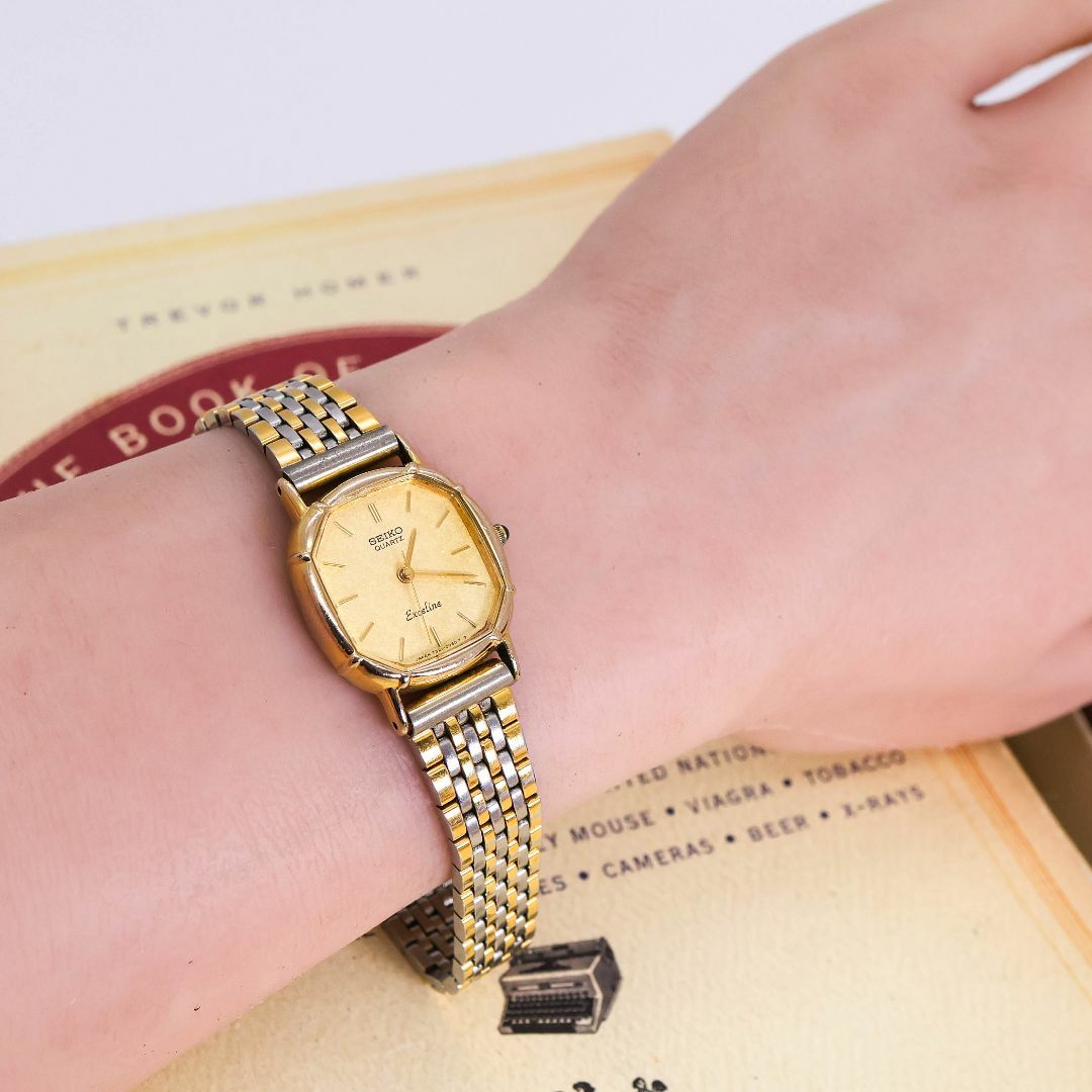 稼働 SEIKO EXCELINE 腕時計 10K金無垢/SSケース 347 稼働 SEIKO EXCELINE 腕時計 10K金無垢/SSケース 347