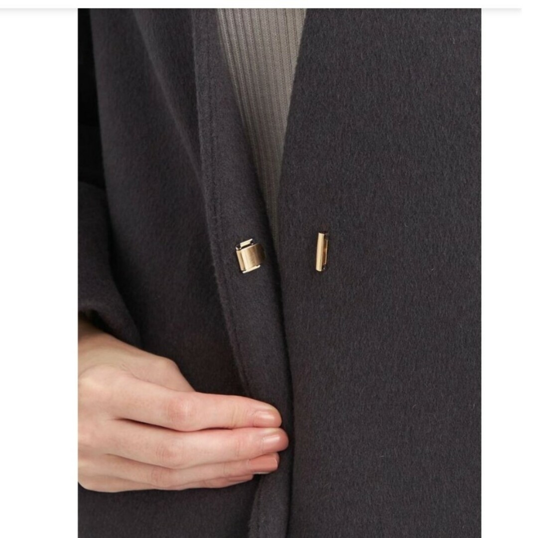 UNITED ARROWS green label relaxing(ユナイテッドアローズグリーンレーベルリラクシング)のW/N ノーラペル ノーカラーコート　サイズ42　ネイビー ノーカラー レディースのジャケット/アウター(ロングコート)の商品写真