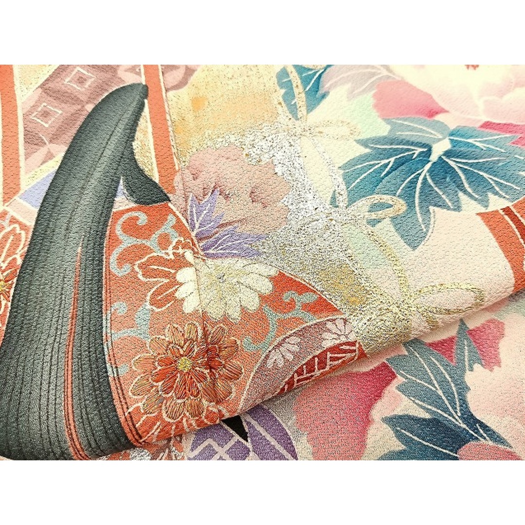 平和屋着物■豪華振袖　刺繍　吉祥人物花鳥文　暈し染め　金銀彩　逸品　BAAK8950ct