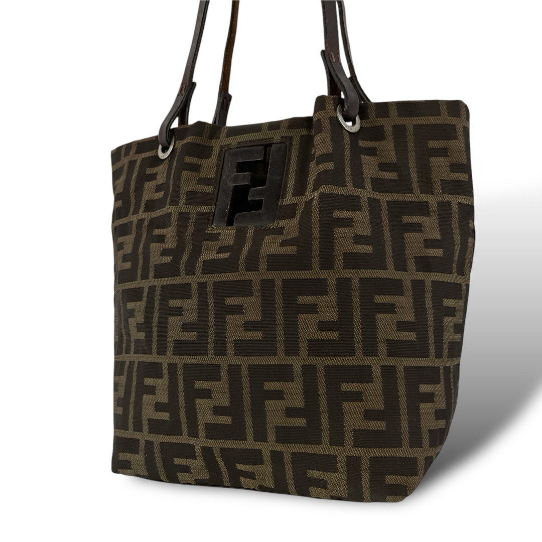 FENDI - フェンディ　ハンドバッグ　ズッカ柄　FFロゴ　総柄　ミニ　ブラウン　キャンバス