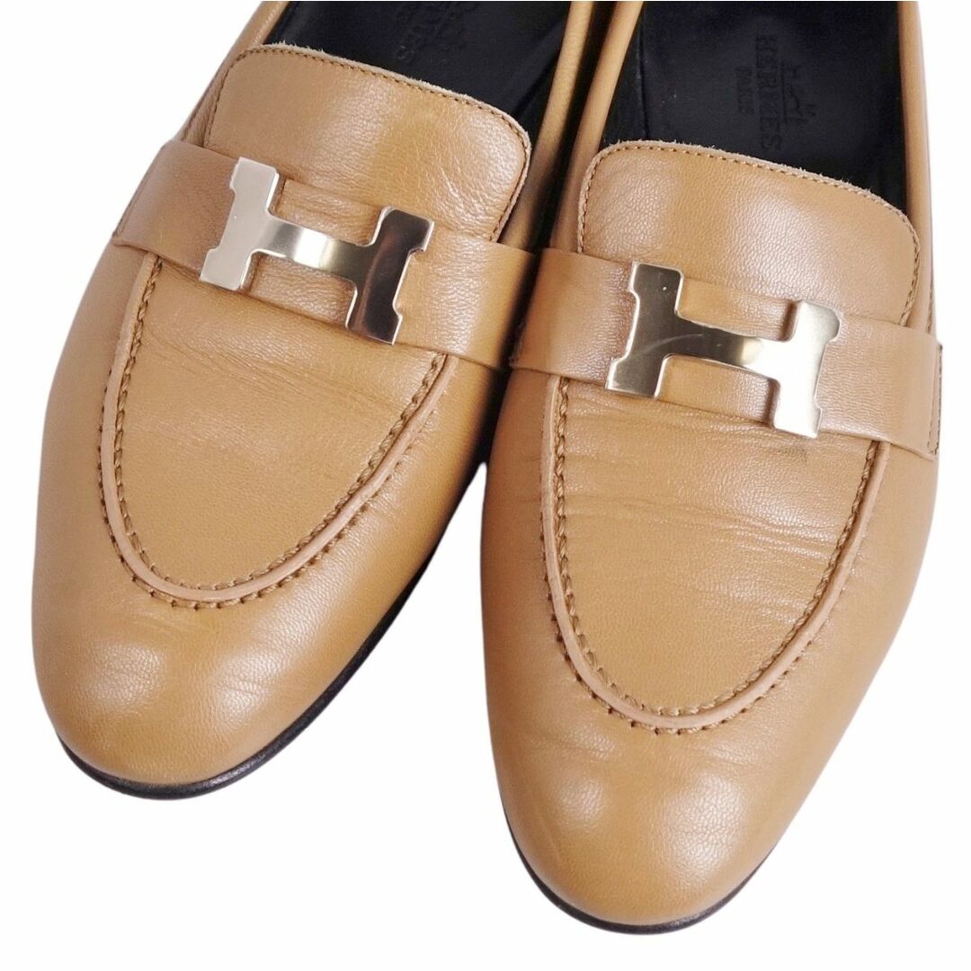 ✮美品✮HERMES エルメス ベージュ 乗っかっ キャンバス レザー ✮美品✮HERMES エルメス ベージュ 乗っかっ キャンバス レザー