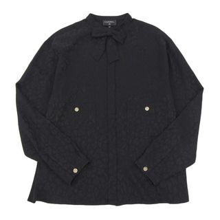 鑑定済・極美品 CHANEL ブラウス 長袖シャツ ボウタイ 金ボタン M 鑑定済・極美品 CHANEL ブラウス 長袖シャツ ボウタイ 金ボタン M