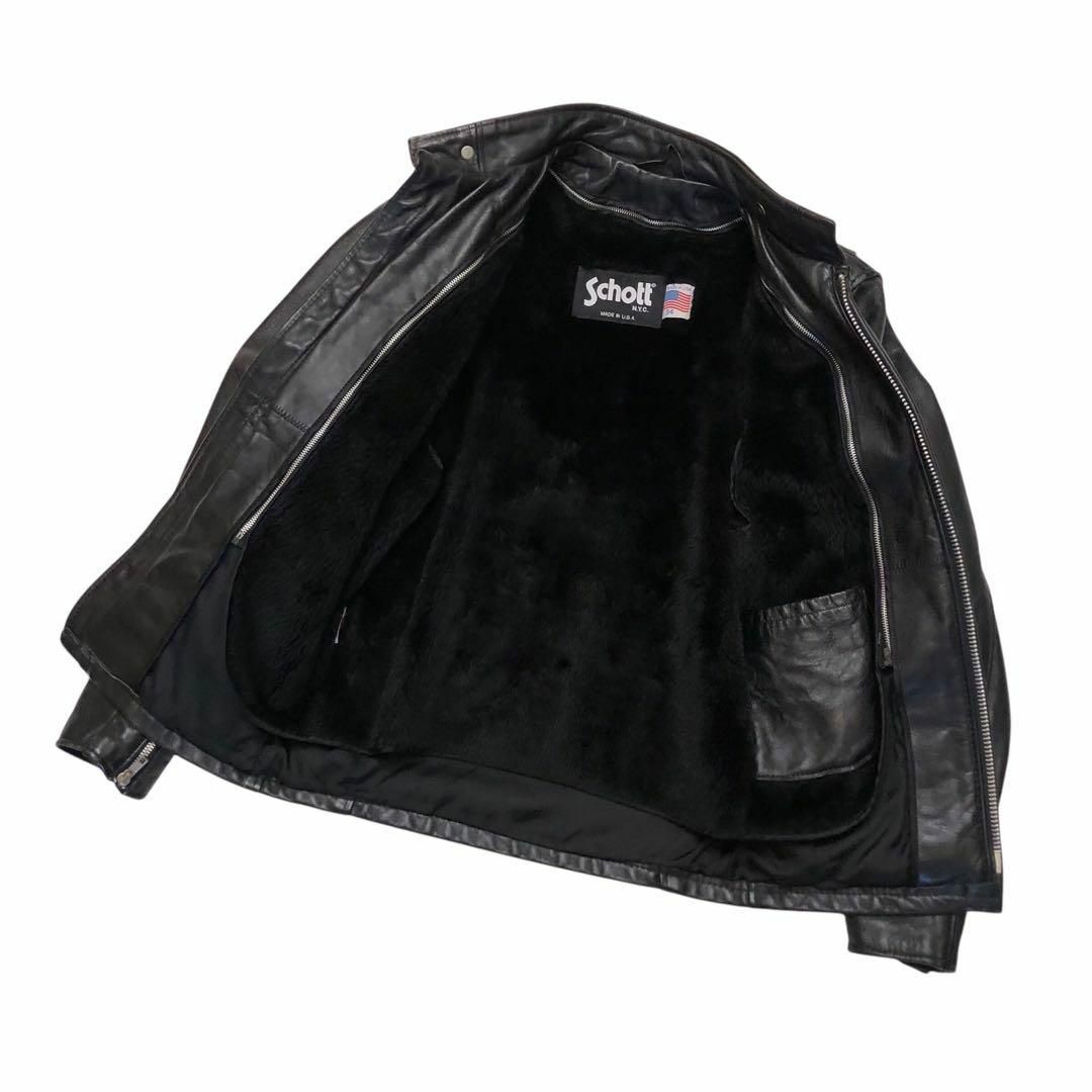 ☆ライナー付☆Schott シングルレザーライダースジャケット 黒 ☆ライナー付☆Schott シングルレザーライダースジャケット 黒