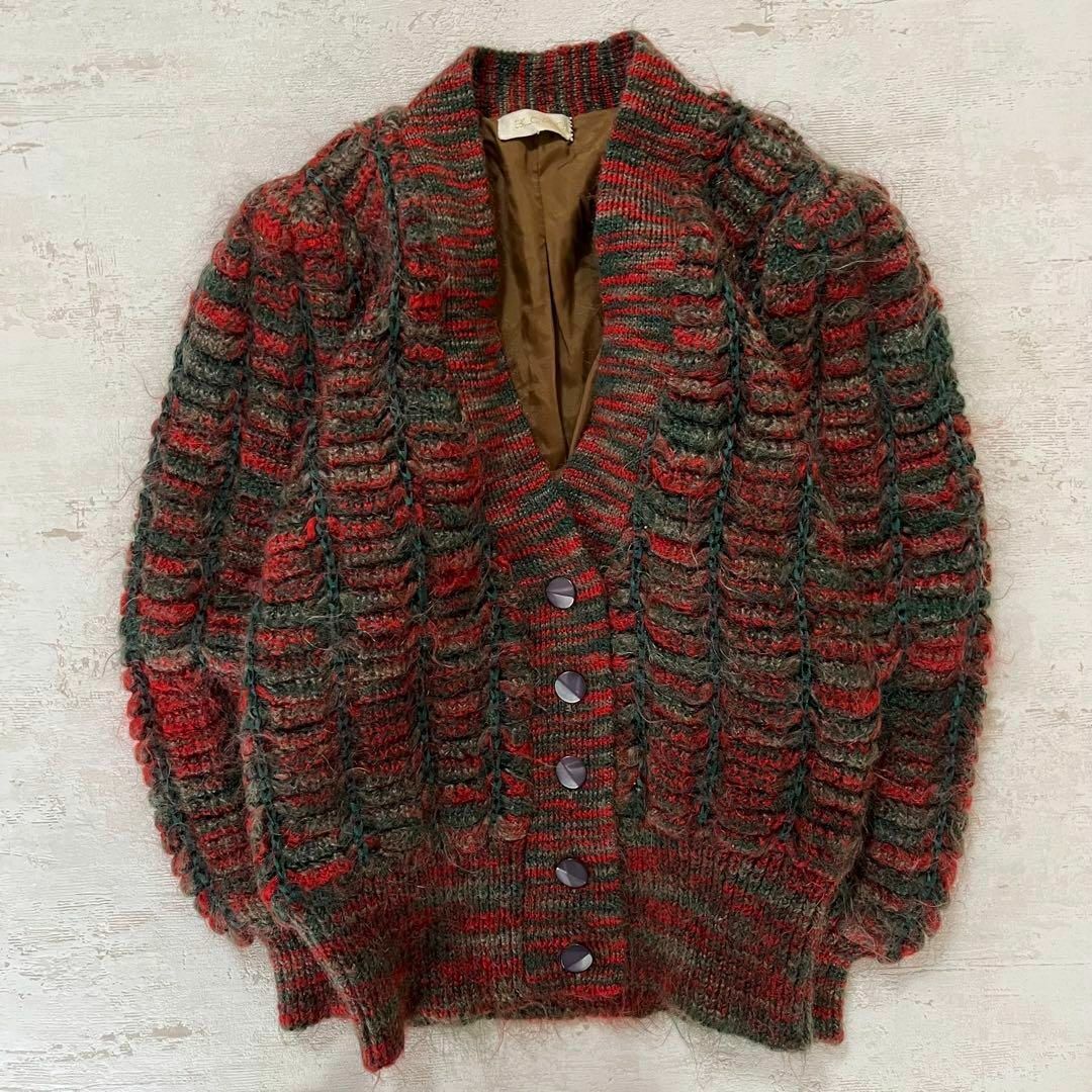 信頼への信頼 VINTAGE - 昭和レトロカラフルカーディガンゆったり肩パッド付き カーディガン