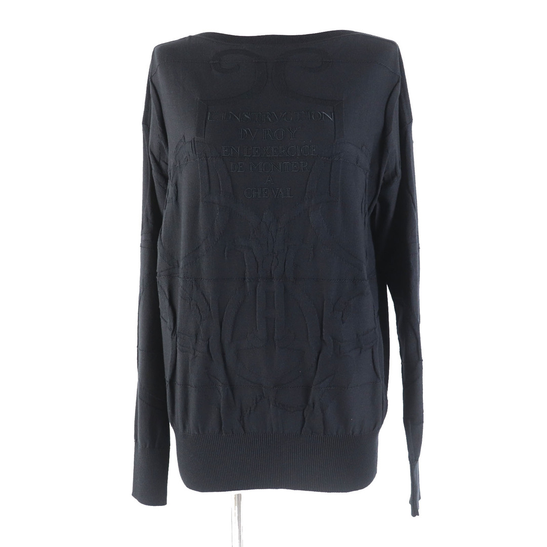 HERMES - 美品◎HERMES エルメス 21SS L'INSTRVCTION DV ROY 帝王学 シルク コットン 長袖 ニットプルオーバー ブラック 36 イタリア製 正規品 レディース