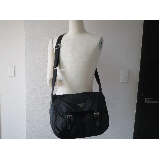 PRADA - ●12万旅行最適プラダ希少Wポケ外ポケ大き目斜め掛けショルダーバッグ黒●良美