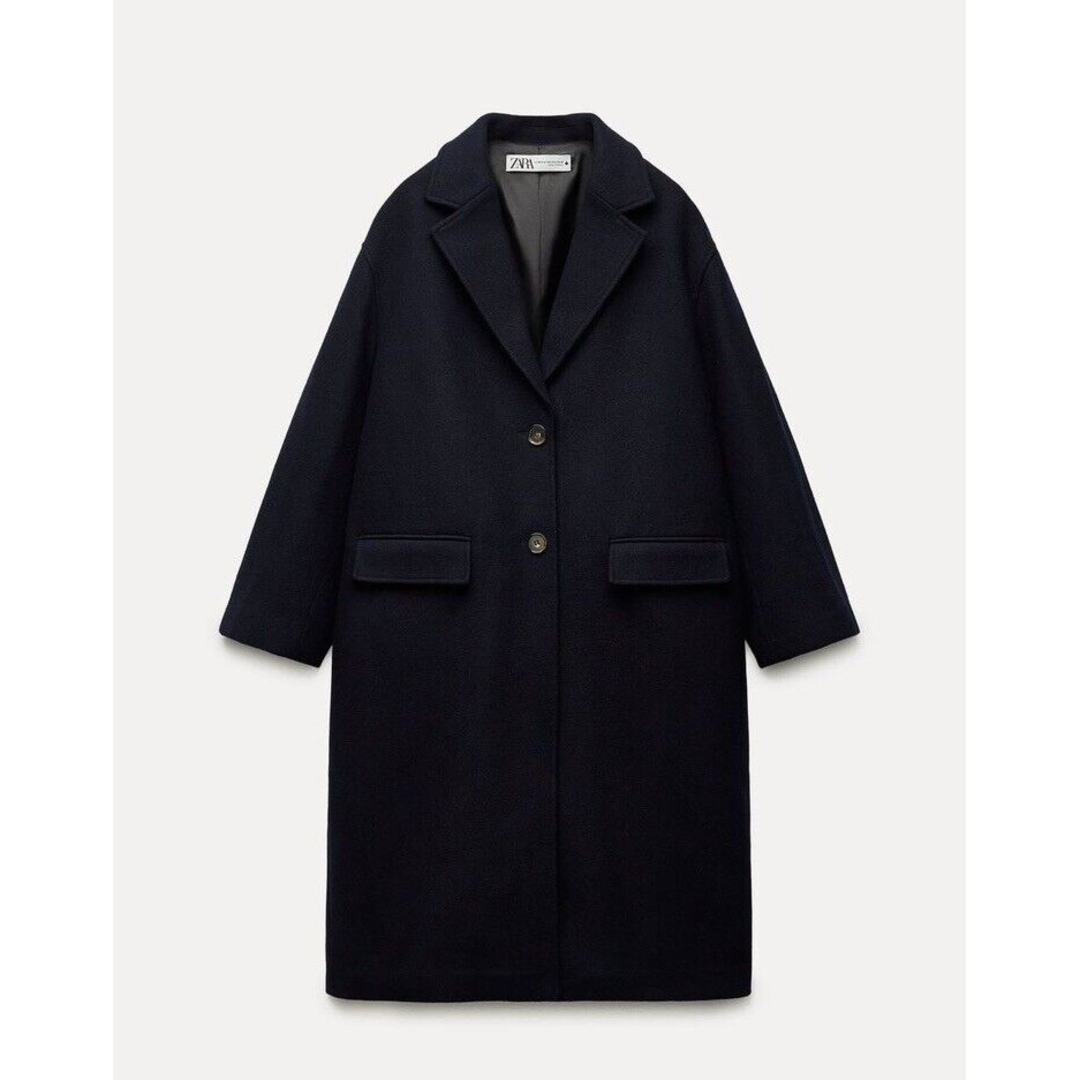 ZARA オーバーサイズ ウールブレンドコート ネイビー XS-Sサイズ ZARA オーバーサイズ ウールブレンドコート ネイビー XS-Sサイズ