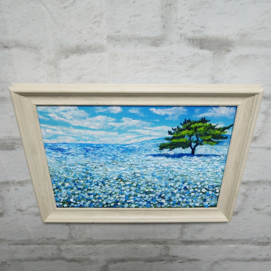 油絵 油彩 油彩画 絵画【ネモフィラの丘】 油絵 油彩 油彩画 絵画【ネモフィラの丘】
