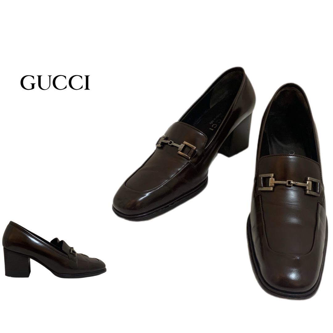 OLD GUCCI オールドグッチ ITALY製 GGロゴ レザーヒールパンプス OLD GUCCI オールドグッチ ITALY製 GGロゴ レザーヒールパンプス