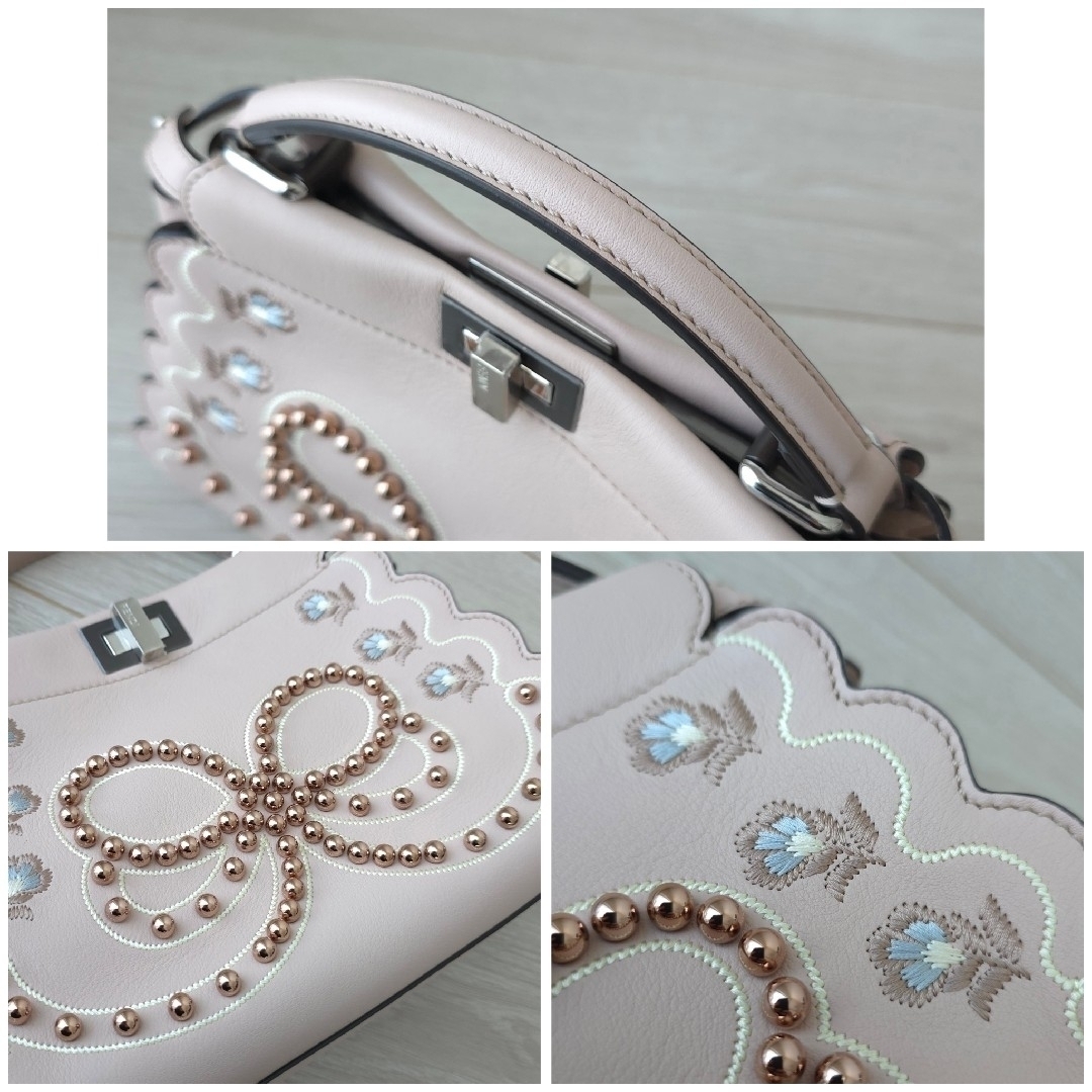 FENDI - 極美品【フェンディ】ミニ ピーカブー パールスタッズ FENDI - 極美品【フェンディ】ミニ ピーカブー パールスタッズ